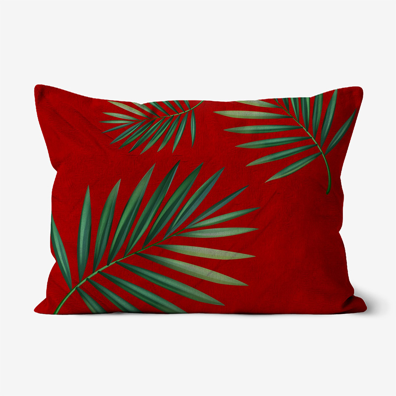 Doroteo Design Luxury Cushion Silk Pillow Throw Tropical Palm Leaves