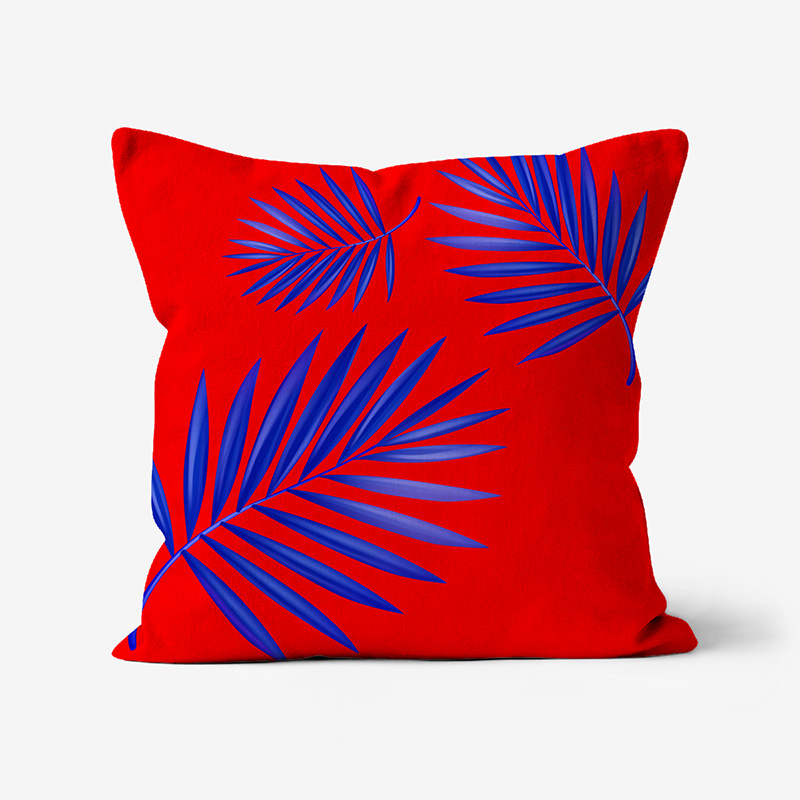 Doroteo Design Luxury Cushion Silk Pillow Throw Tropical Palm Leaves